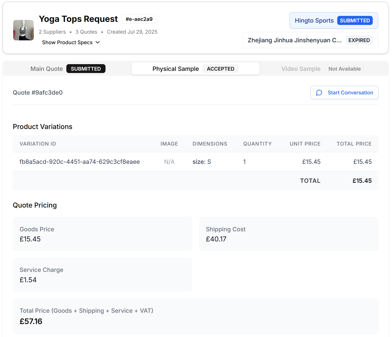 Instant Sample Ordering